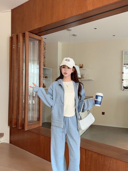 【YW】无忧购 加绒宽松舒适休闲百搭拉链连帽套装5037（截单后3-5天发货） 商品图6