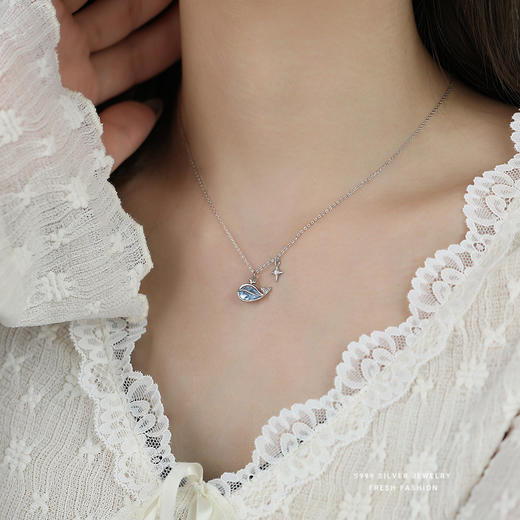 【圆梦鲸】S999纯银蓝色鲸鱼项链【YXS-A4752】 商品图2