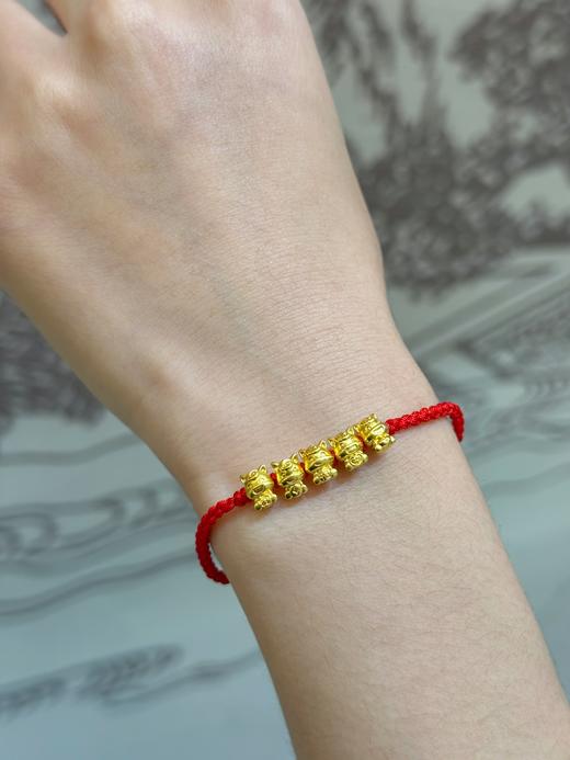 足金五福马红绳手链 商品图3