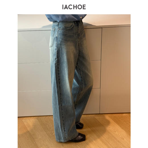 棉仓3661519006-超长复古做旧牛仔裤 商品图2