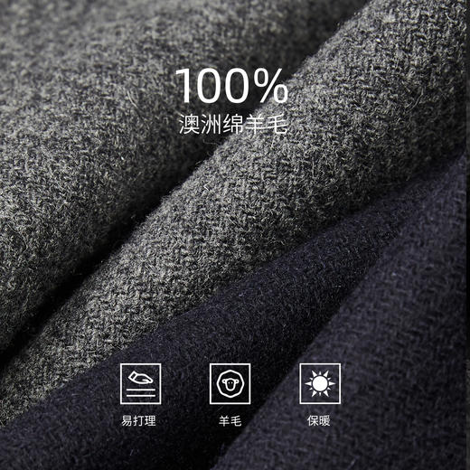 棉仓367814003-金标P棉内里绗棉全羊毛毛呢夹克男 秋冬保暖立领呢子外套 商品图2