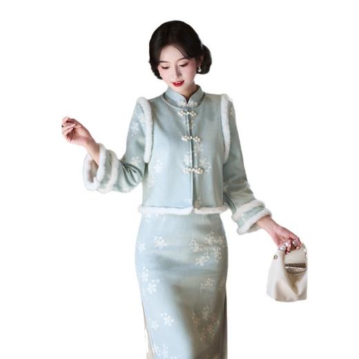 加绒加厚冬装国风新中式长款长袖旗袍2025新款改良年轻款女旗袍裙 商品图4