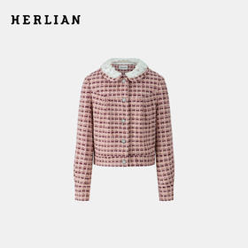 Herlian2025冬季新品手钩花边领小香风外套