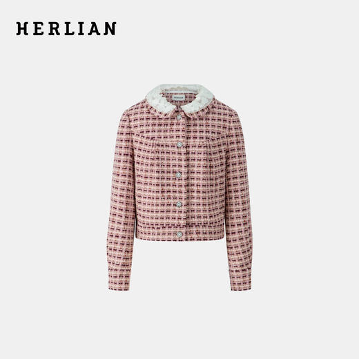 Herlian2025冬季新品手钩花边领小香风外套 商品图0