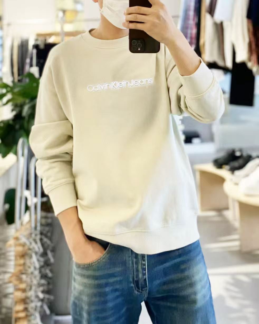 秋冬款，超厚复合绒！男女同款 CK 卫衣 jeans 纯色套头休闲卫衣  凹凸卫衣