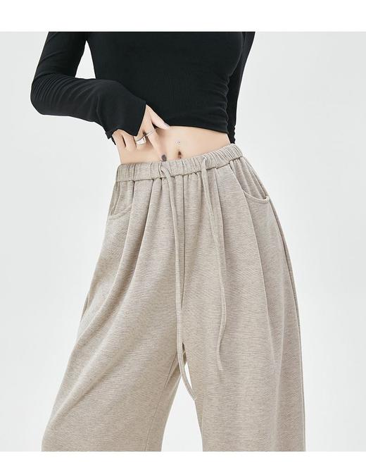 黑灰色糯米裤女秋冬季宽松春秋直筒休闲加绒运动阔腿裤子跨境货源 商品图1