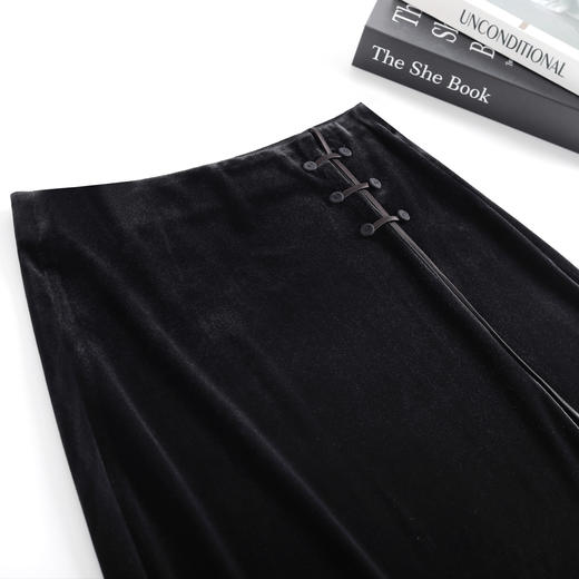 国风复古丝绒鱼尾裙，高腰包臀裙时尚中长款黑色半身裙MYX-YGLR-M289-Y 商品图3