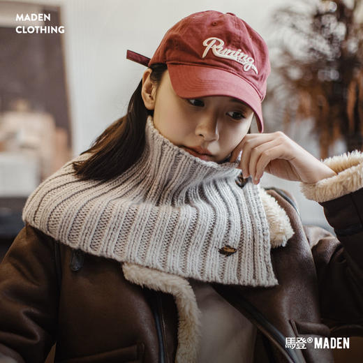 马登浅灰色毛线衣针织短围巾加厚保暖假高领子脖套护颈女士秋冬季 商品图0