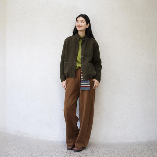 绽放108朵/糯米卫裤秋冬德绒复合颗粒绒加厚松紧腰舒适弯刀裤子 商品图0