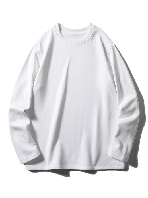 D110611加绒亲肤棉复合细腻羊羔绒拼接纯色圆领套头保暖打底衫！男女同款 商品图5