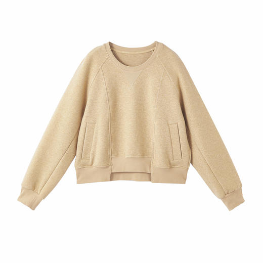 谜底圆领卫衣长袖2025年冬季新品亲肤绒感百搭插肩袖女254MV1676 商品图4