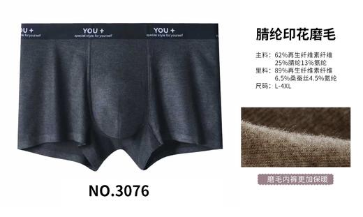 男士秋冬发热纤维腈纶腰头印花无痕内裤平角裤3076 商品图1