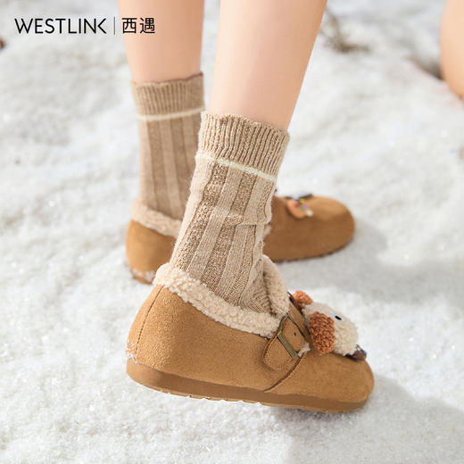 西遇全包加绒勃肯鞋女新款冬季丑萌小狗毛毛鞋软底外穿棉鞋K2357304 商品图2