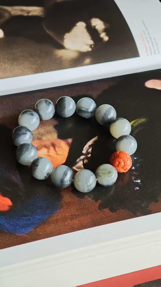 青花籽料手串14mm·墨分石色【 嘉石群播226】 商品图4