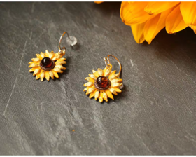 【Michael Michaud】梵高向日葵系列 琥珀花蕾耳环