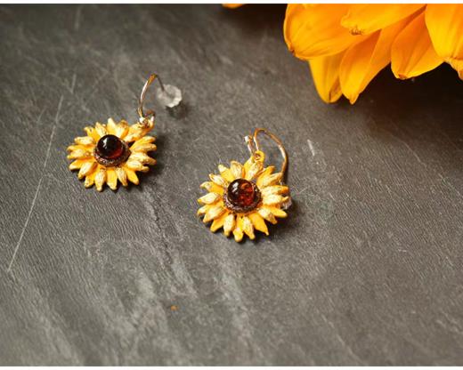 【Michael Michaud】梵高向日葵系列 琥珀花蕾耳环 商品图0