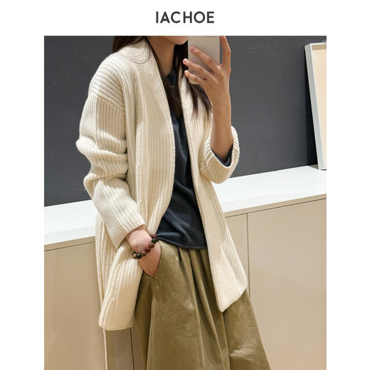 棉仓3671506007-【雪下】白色羊毛开衫 商品图1