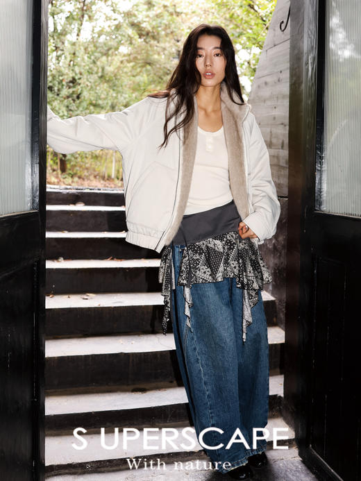 素舶 毛绒内里立领飞行夹克保暖派克服棒球服短款外套 商品图1