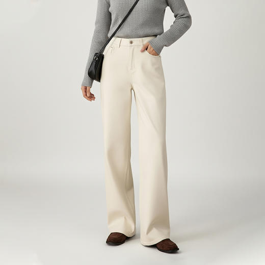 Grace&Glam 经典牛仔秋冬加绒窄版显瘦阔腿裤 商品图3