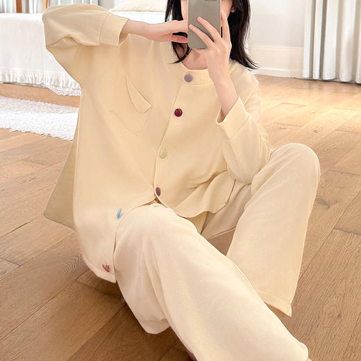 【GZ】无忧购绵羊绒睡衣韩版休闲开衫长袖套装简约保暖家居服（截单后3-5天发货) 商品图3