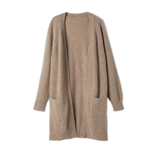 「高货qj」全新升级【铂金会员661/天猫899/差价238】(00242)洛诗琳无扣元宝针羊绒混纺外套2025秋冬中长款针织开衫 商品图4