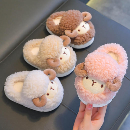 儿童棉拖鞋秋冬季男女童可爱保暖加绒毛毛中小童防滑宝宝包跟棉拖 商品图3