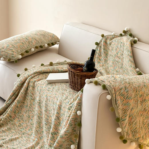 自然醒半糖主义彩虹毛球毯MT 商品图0