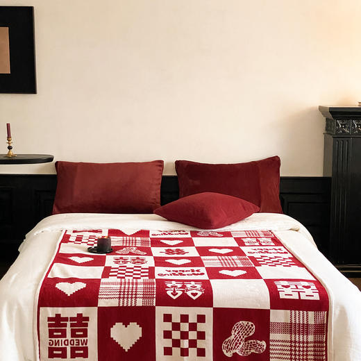 自然醒针织露丝绒沙发毯午睡披肩毯婚庆系列（赠礼盒包装）MT 商品图11