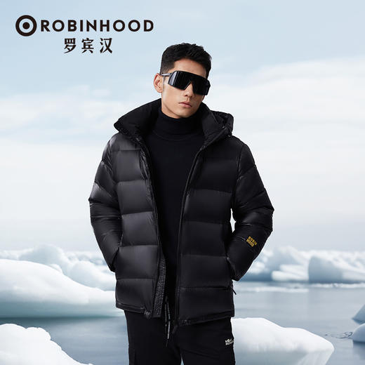 【高密抗风 大朵鹅绒 石墨烯内里】罗宾汉黑色金标男女短款鹅绒羽绒服（R038Y51023） 商品图0