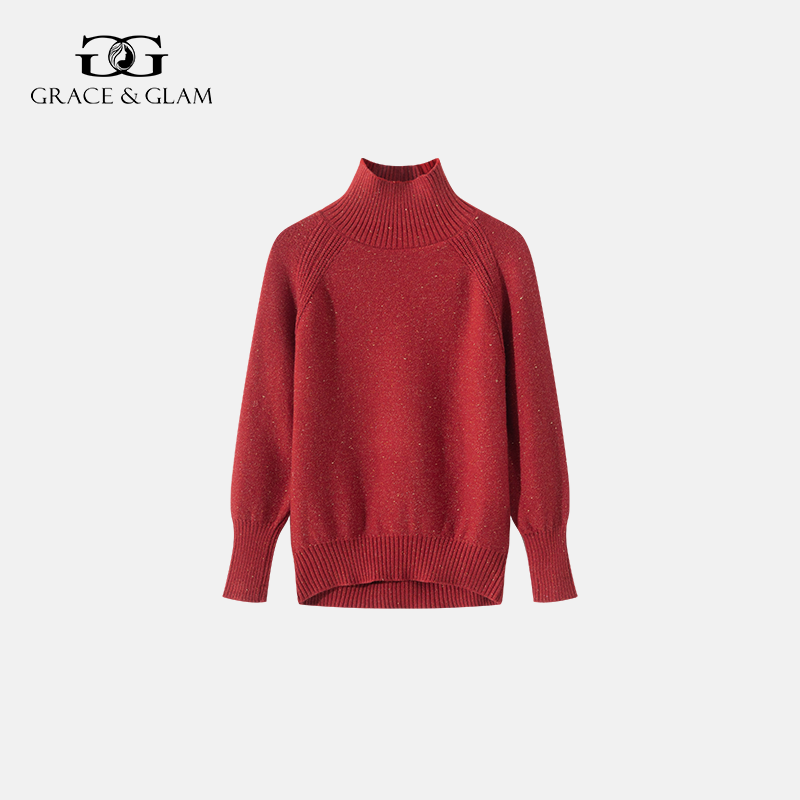 Grace&Glam 幻彩星空亮丝半高领毛织上衣