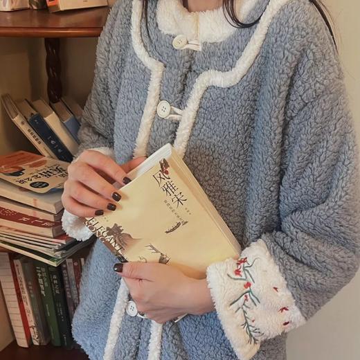 国风刺绣法兰绒家居服睡衣| 国风睡衣，太美了！蓝色、紫色可选 商品图3