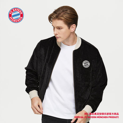 【官方正版】拜仁足球俱乐部丨黑色字母拉链夹克秋季简约休闲外套 商品图3