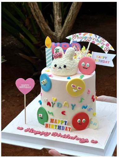 加高小兔子手绘卡通蛋糕-加高艺术蛋糕 商品图0