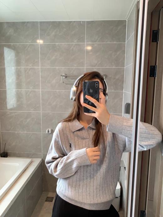 D110627精典老钱风复古Polo领针织衫毛衣女款 商品图4