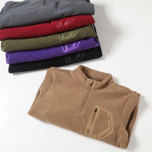 D110610秋冬双面绒防风保暖加厚加绒男士立领半拉链套头休闲宽松卫衣 商品图4