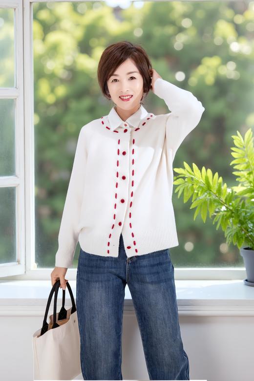 撞色针织开衫 商品图0