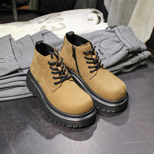 DRONKOO 2025 系带内侧拉链德比大头中帮真皮休闲鞋 商品图2