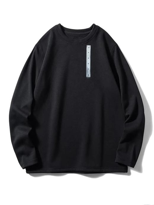 D110611加绒亲肤棉复合细腻羊羔绒拼接纯色圆领套头保暖打底衫！男女同款 商品图7