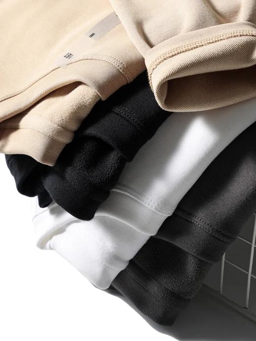 D110611加绒亲肤棉复合细腻羊羔绒拼接纯色圆领套头保暖打底衫！男女同款 商品图4