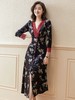 「断码清仓」轻奢金丝绒蕾丝拼接碎花连衣裙L码 ZFYY079 商品缩略图1