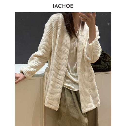 棉仓3671506007-【雪下】白色羊毛开衫 商品图2