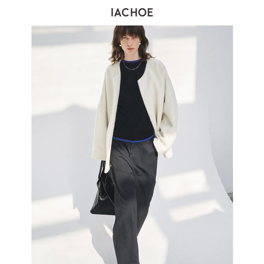 棉仓3671566003-白色羊驼羊毛毛呢外套 商品图4