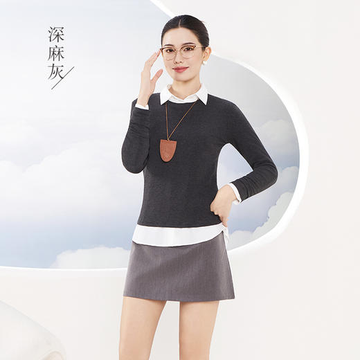 「自」全新升级【铂金会员119/天猫159/差价40】(74934)洛诗琳天丝羊毛圆领打底衫2025秋冬新款绸丽轻暖百搭上衣女 商品图3