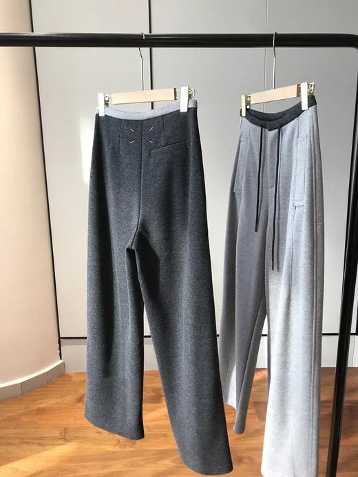 D110616复古撞色加厚醋酸绵羊毛裤女休闲长裤 商品图1