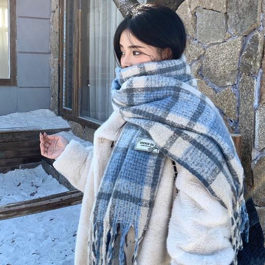 椒盐和猫 秋冬专属韩系氛围感条纹格子围巾 两面可戴 多种戴法 商品图1