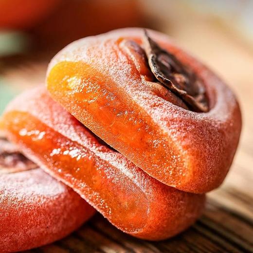 【正宗流心柿饼  500g/袋】自然阳光晾晒 自然上霜 个大形圆 肉厚质软 清新甜香 商品图2