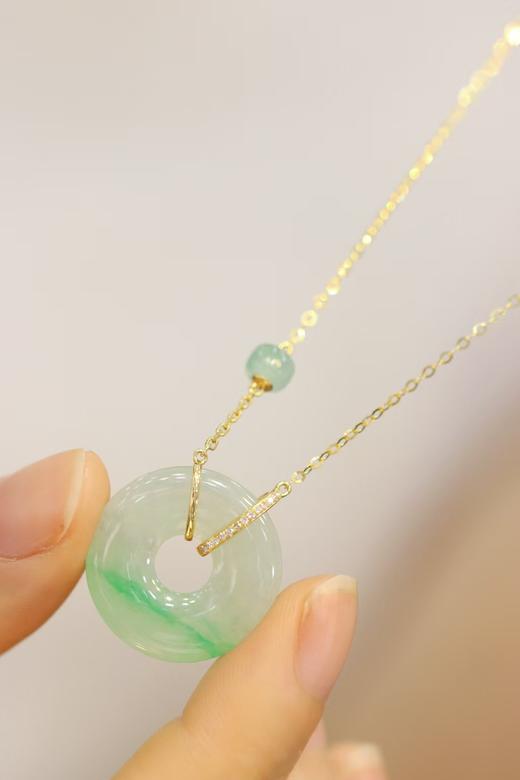 “平安是福”18k黄金钻石缅甸翡翠平安扣 JY 商品图4