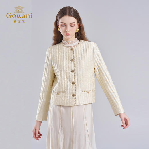 乔万尼小香风气质短款真丝提花棉服ET4T943 商品图1