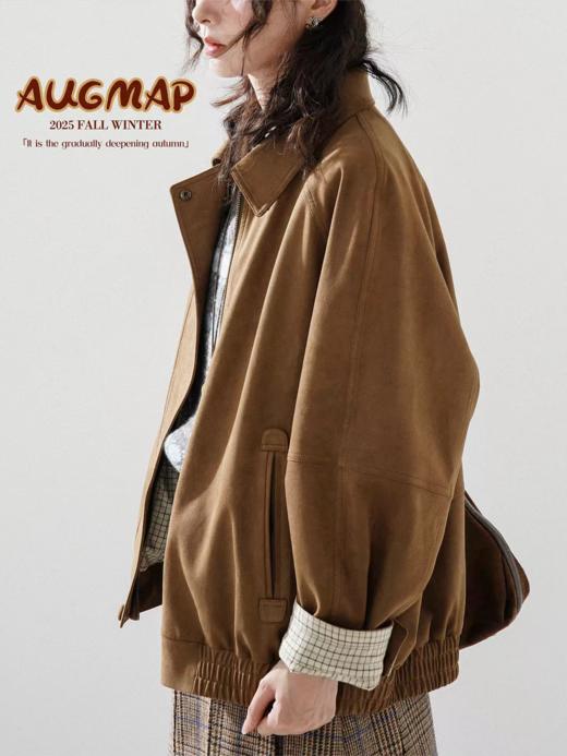 浮生八记/25C137/英式复古哈灵顿麂皮夹克 商品图0