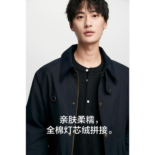 棉仓356811011-5系撞色领巴恩风猎装夹克男  秋季宽松复古通勤底特律外套 商品图2